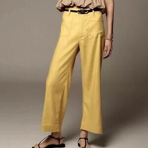 MAEVE x ANTHROPOLOGIE | The Colette Wide-Leg Pants Linen Viscose Yellow | 32p